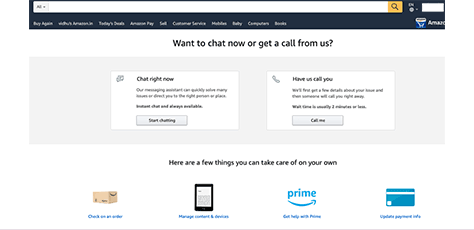 Amazon's support options during checkout