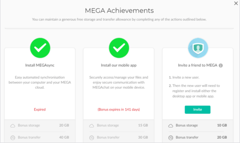 Mega's Achievements page