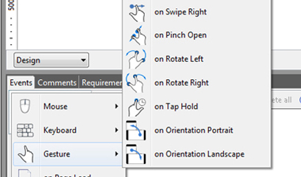 Mobile gestures that Justinmind Prototyper supports